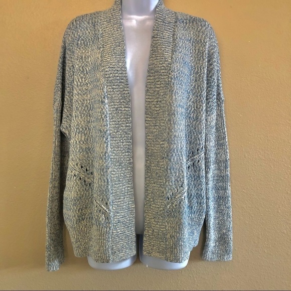 Gap Pointelle Ribbed Trim Open Front Cardigan Sweater Size Medium - Picture 1 of 14